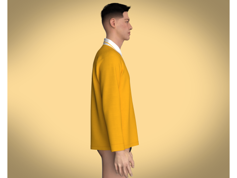 Men Orange Polo Modèle 3D