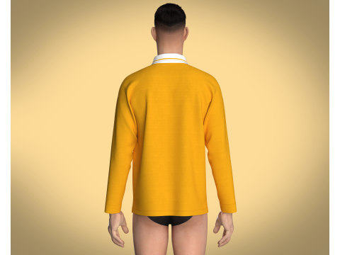 Men Orange Polo Modèle 3D