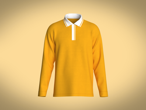 Men Orange Polo Modèle 3D
