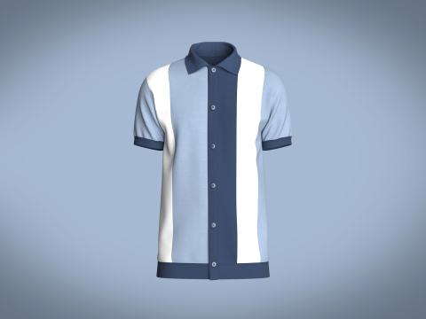 Men Retro Polo Shirt 3D Model