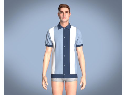 Men Retro Polo Shirt 3D Модель