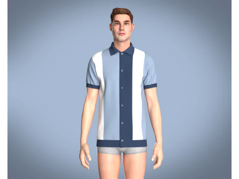 Men Retro Polo Shirt 3D Model