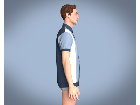 Men Retro Polo Shirt 3D Модель