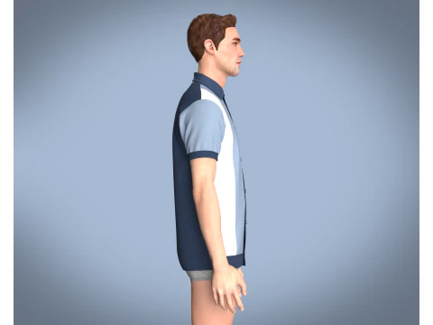 Men Retro Polo Shirt 3D Model