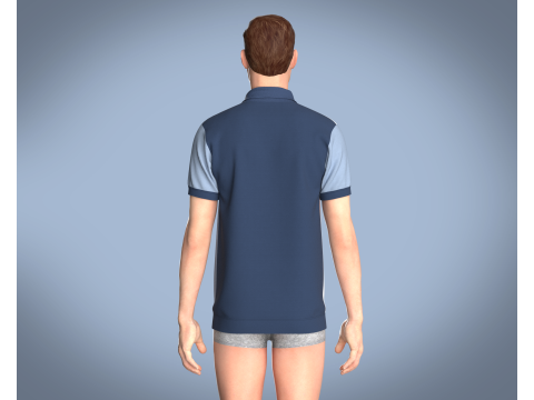 Men Retro Polo Shirt 3D Модель