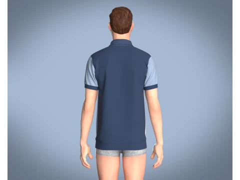 Men Retro Polo Shirt 3D Model