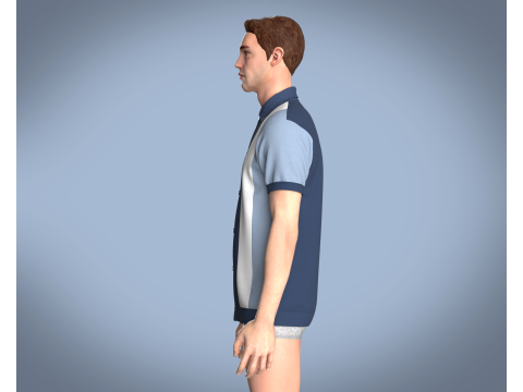Men Retro Polo Shirt 3D Модель