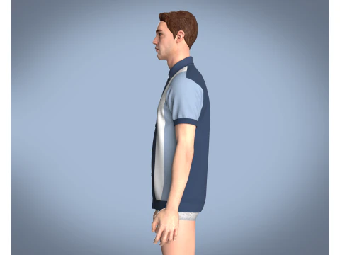Men Retro Polo Shirt 3D Model