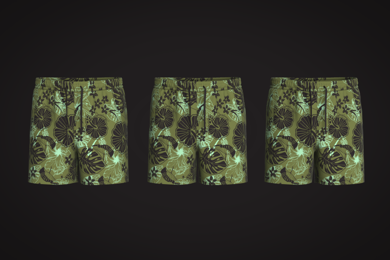 Men Short Pant - Tropical Print 3D Модель .c4d .max .obj .3ds .fbx .stl .blend 