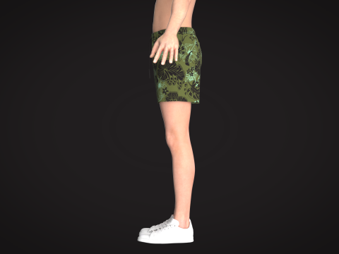 Men Short Pant - Tropical Print 3D Модель