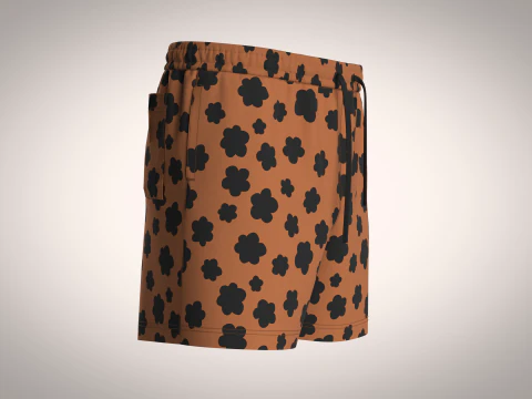 Men Short Pant - Animal Skin Print 3D Model