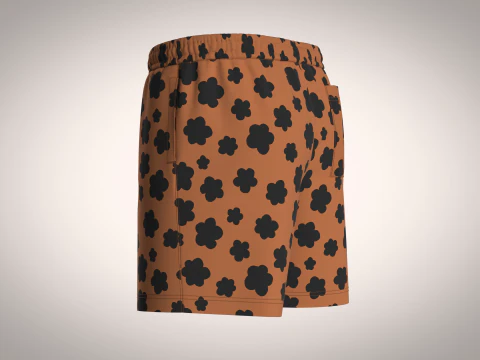 Men Short Pant - Animal Skin Print 3D Model