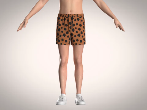 Men Short Pant - Animal Skin Print 3D Model