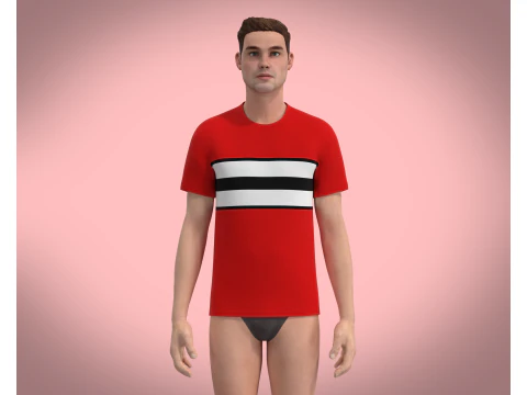 Men Red Tshirt 3D Model