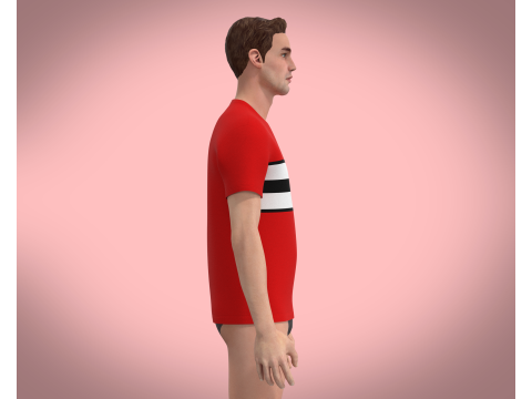 Men Red Tshirt Model 3D