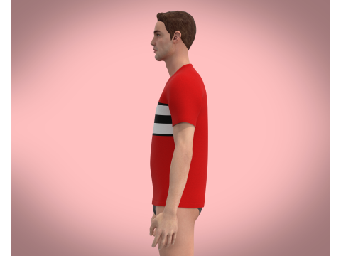Men Red Tshirt Model 3D