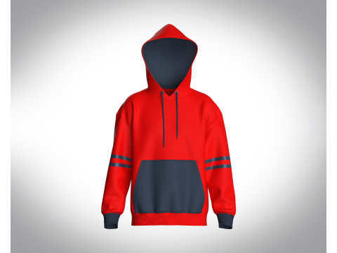 Men Red Stylish Hoodie Modello 3D