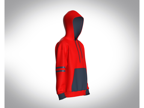 Men Red Stylish Hoodie Model 3D