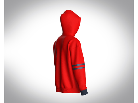 Men Red Stylish Hoodie Model 3D