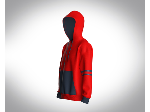 Men Red Stylish Hoodie Model 3D