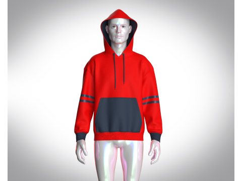 Men Red Stylish Hoodie Model 3D