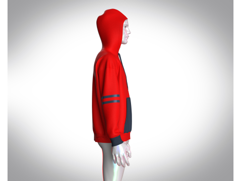 Men Red Stylish Hoodie Model 3D