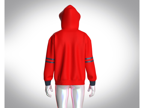 Men Red Stylish Hoodie Model 3D