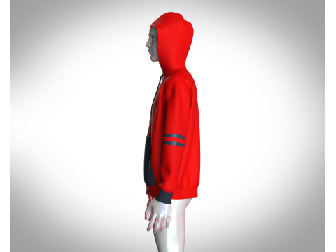 Men Red Stylish Hoodie Model 3D