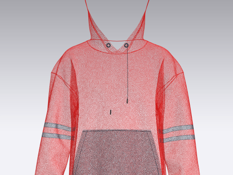 Men Red Stylish Hoodie Model 3D