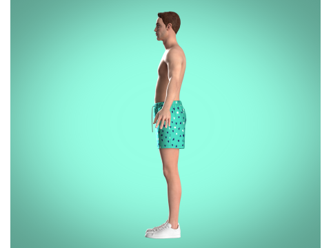 Men Shorts Pant - Summer Print 3D Model