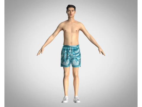 Men Shorts Pant - Ride The Wave 3D Model