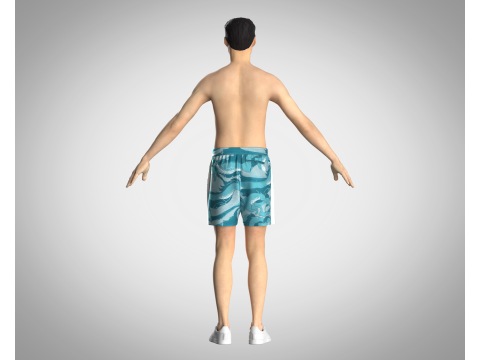 Men Shorts Pant - Ride The Wave 3D 模型