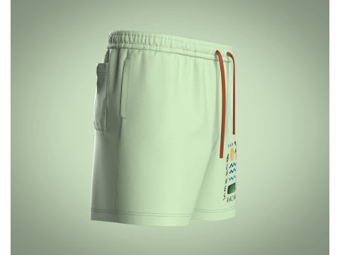 Men Shorts Pant - Painterly Scenic 3D Model
