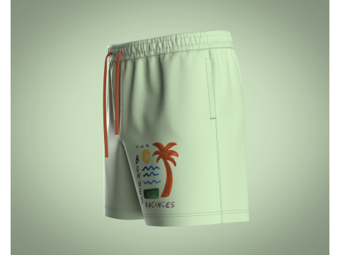 Men Shorts Pant - Painterly Scenic 3D Model