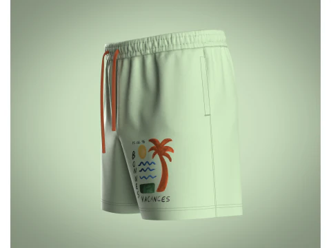 Men Shorts Pant - Painterly Scenic 3D Model