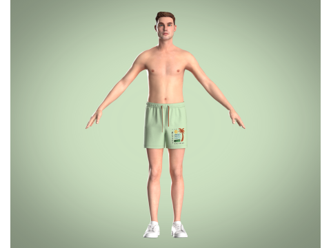 Men Shorts Pant - Painterly Scenic 3D Model