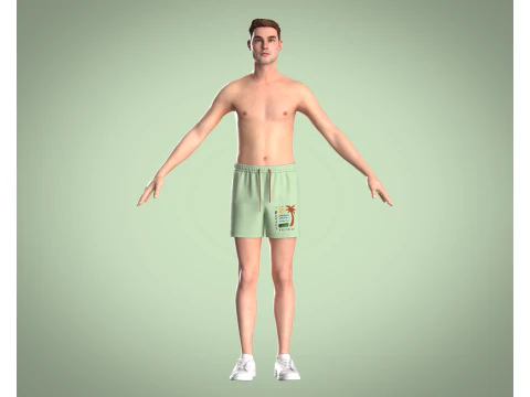 Men Shorts Pant - Painterly Scenic 3D Model