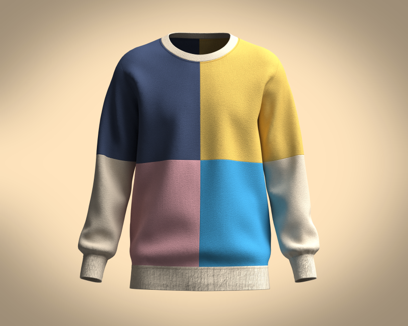 Men Sweatshirt Multi Color - V2 3D Model .c4d .max .obj .3ds .fbx .stl .blend 