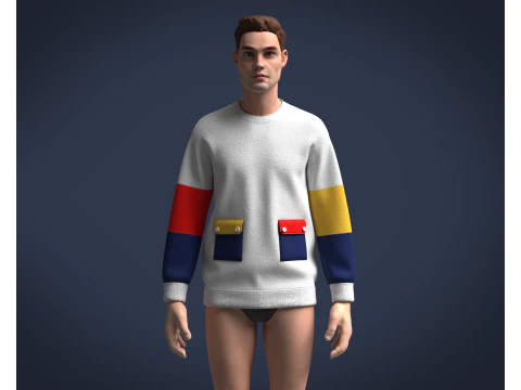 Men Sweatshirt Multi Color 3D Model