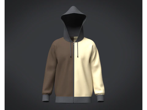 Heren tweekleurige hoodie V2 3D Model