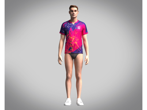 Men Soccer Red Magenta Jersey Player-10 3D मॉडल