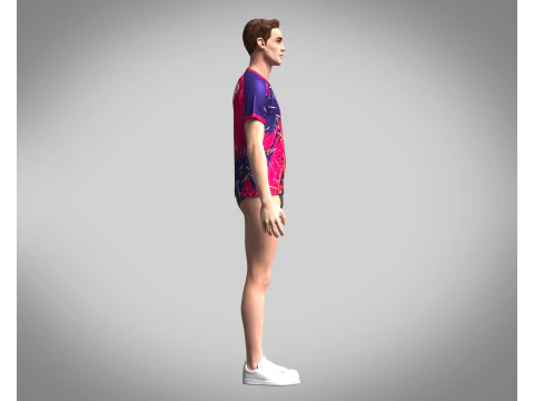 Men Soccer Red Magenta Jersey Player-10 3D Model