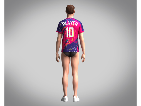 Men Soccer Red Magenta Jersey Player-10 3D मॉडल
