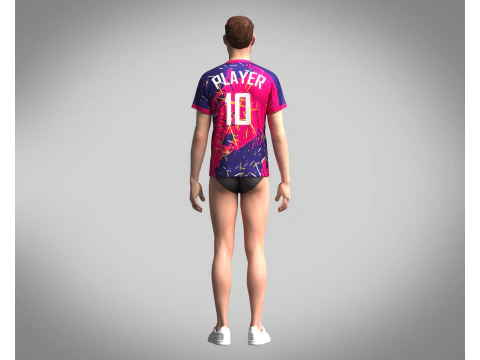 Men Soccer Red Magenta Jersey Player-10 3D Model