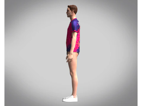 Men Soccer Red Magenta Jersey Player-10 3D Model