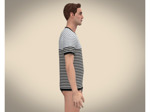Men Stripe T-Shirt 3Dモデル