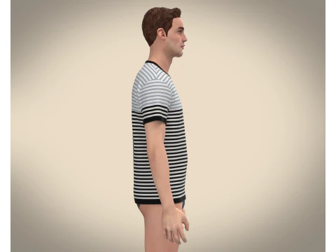 Men Stripe T-Shirt 3D Model
