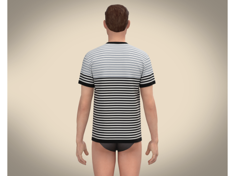 Men Stripe T-Shirt 3Dモデル