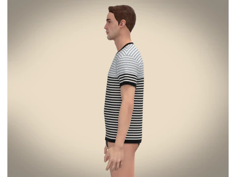 Men Stripe T-Shirt 3D Model
