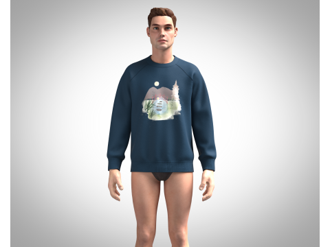 Men Sweatshirt - Watercolour Garden 3D Model